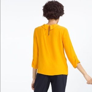 Zara Tops - Bold Tumeric Retro Demure Rolled Neckline 3/4 Top Zara Tops - Bold Tumeric Retro Demure Rolled Neckline 3/4 Top
